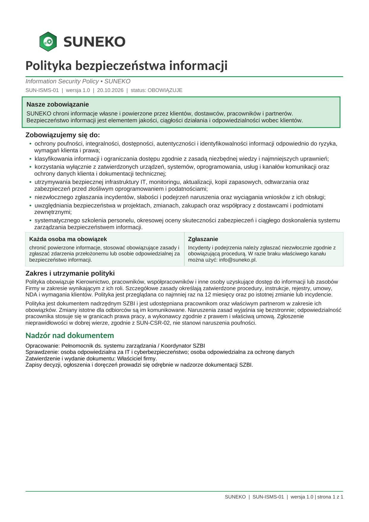 Information security policy — Document preview