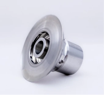 Turned aluminium part with a flange and a central bore