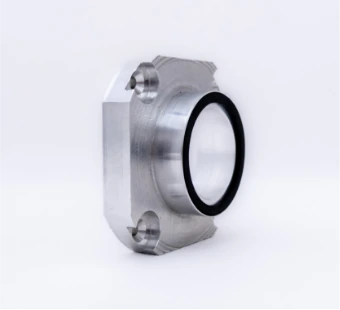 Milled aluminium flange with an O-ring seal